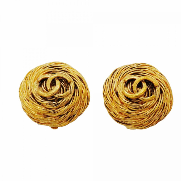 CHANEL Jewelry - CHANEL Gold Logo Earrings